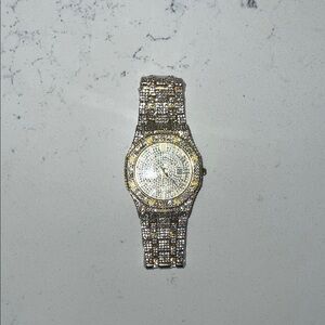 Elegant Silver and Gold Top Quality Moissanite LAB Diamond Men's Watch